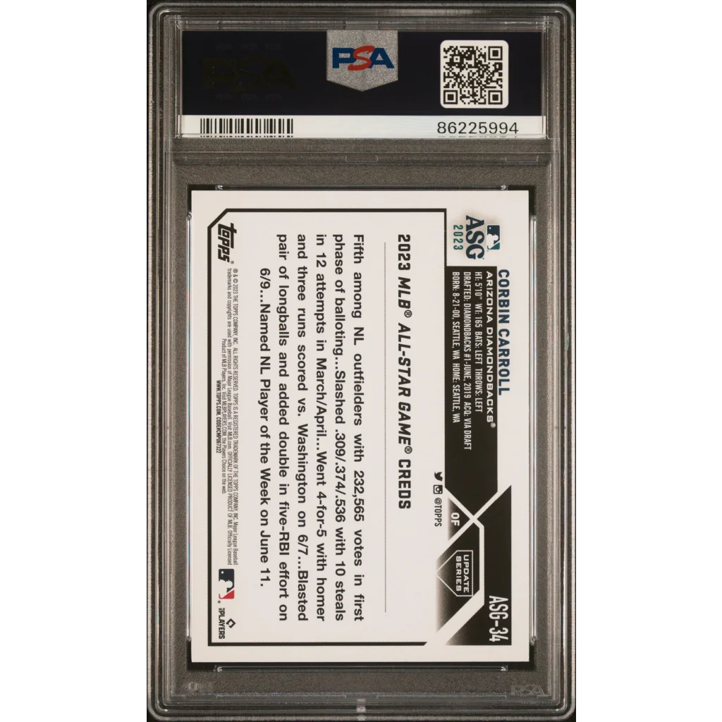 Graded 2023 Topps Update Corbin Carroll All-Star Rookie PSA 10 Card