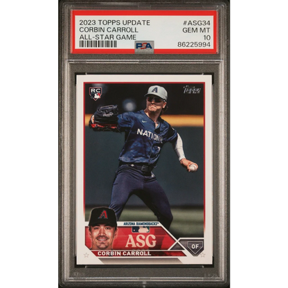 Graded PSA 10 gem mint 2023 Topps Update Corbin Carroll ASG-34 All-Star rookie card