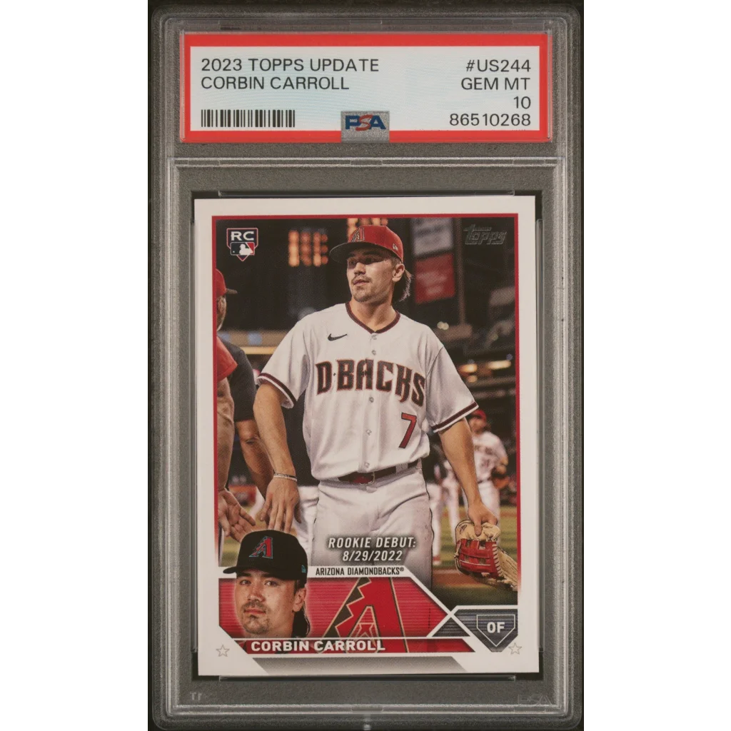 Graded 2023 Topps Update Corbin Carroll #US244 Rookie RC Baseball Card PSA 10 Gem Mint | Hall of Fame Sports Memorabilia | vintageantiquesgifts.com