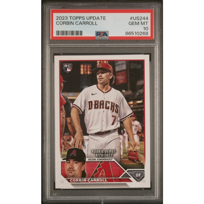 Graded 2023 Topps Update Corbin Carroll #US244 Rookie RC Baseball Card PSA 10 Gem Mint | Hall of Fame Sports Memorabilia | vintageantiquesgifts.com