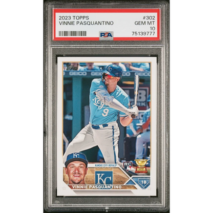 PSA graded Vinnie Pasquantino 2023 Topps baseball card from professional sports authenticator