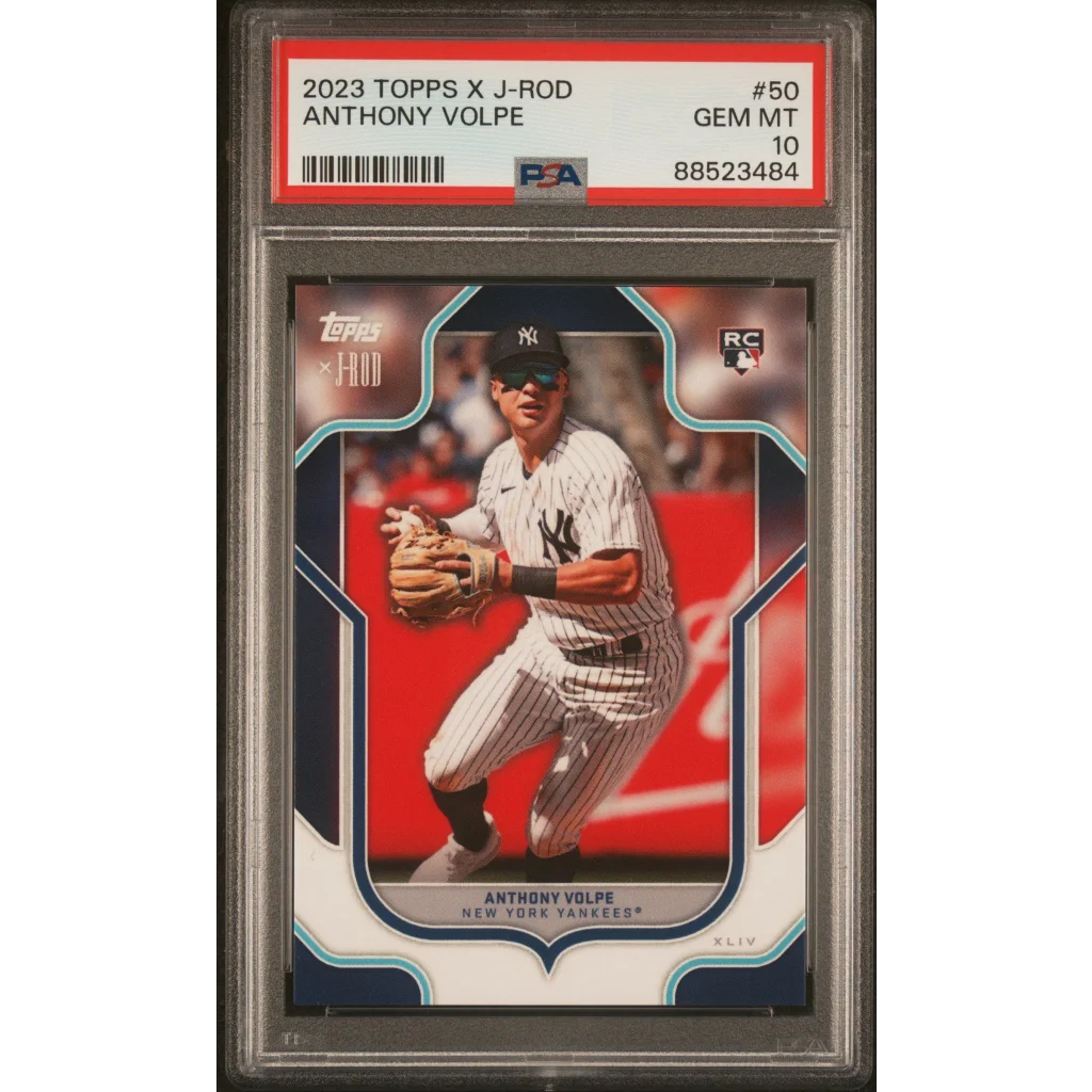 Graded 2023 Topps X J-Rod Anthony Volpe #50 Rookie RC Baseball Card PSA 10 Gem Mint | Hall of Fame Sports Memorabilia | vintageantiquesgifts.com