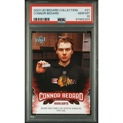 Graded 2023 Upper Deck Bedard Collection Connor Bedard #21 Rookie RC Hockey Card PSA 10 Gem Mint