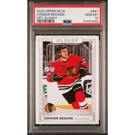 Graded 2023 Upper Deck Connor Bedard OPC Glossy RC PSA 10 Gem Mint