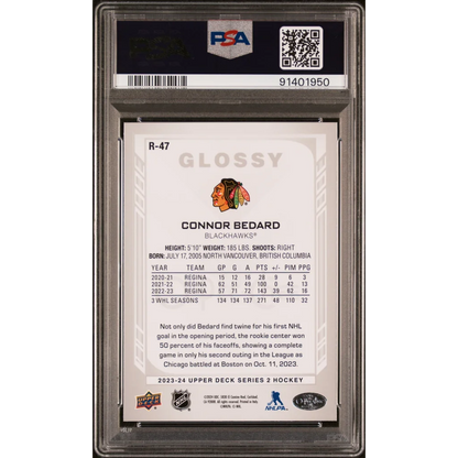 Graded Connor Bedard #R47 OPC Glossy Rookie PSA 10 Gem Mint card