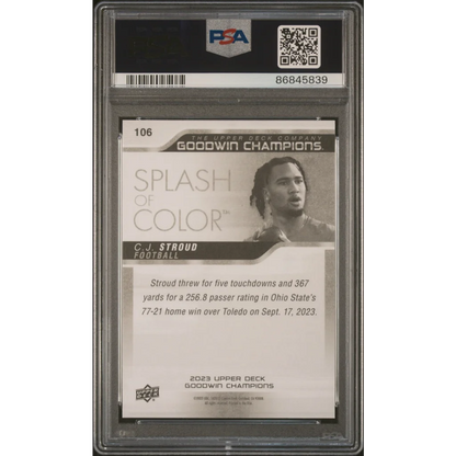 Graded PSA 10 2023 Upper Deck Goodwin Champions CJ Stroud Rookie RC Card