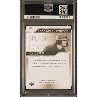 Graded PSA 10 Dylan Crews 2023 Upper Deck Goodwin Champions Rookie Card