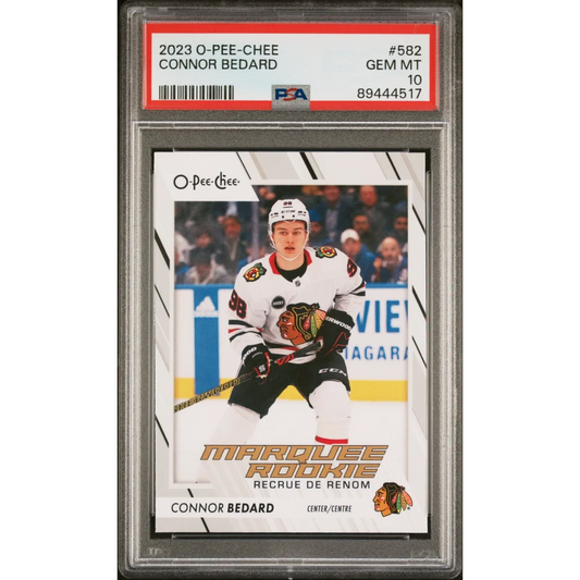 Connor Bedard Gem Mint PSA 10 Rookie Card from Upper Deck 2023 O-Pee-Chee Marquee