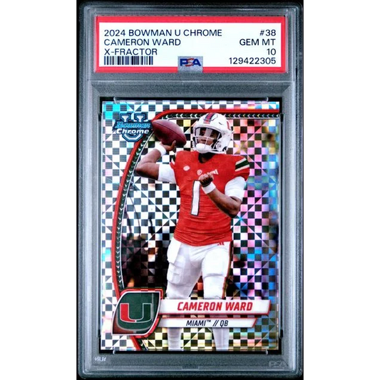 Graded 2024 Bowman U Chrome Cam Ward #38 X-Fractor Rookie RC Football Card PSA 10 Gem Mint | Hall of Fame Sports Memorabilia | vintageantiquesgifts.com