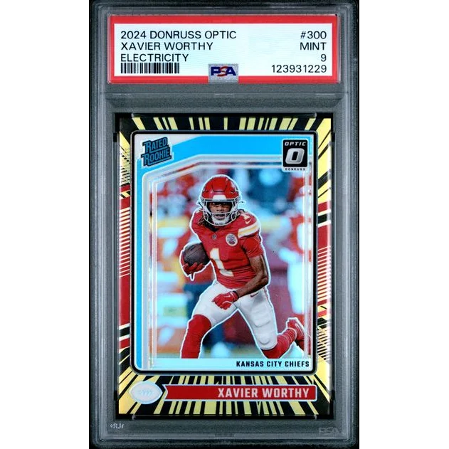 Graded 2024 Donruss Optic Xavier Worthy #300 Electricity /75 Rookie RC Football Card PSA 9 Mint | Hall of Fame Sports Memorabilia | vintageantiquesgifts.com