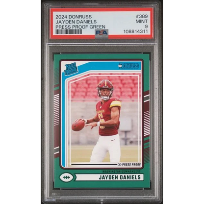 Graded 2024 Donruss Press Proof Green Jayden Daniels #389 Rookie RC Football Card PSA 9 Mint | Hall of Fame Sports Memorabilia | vintageantiquesgifts.com