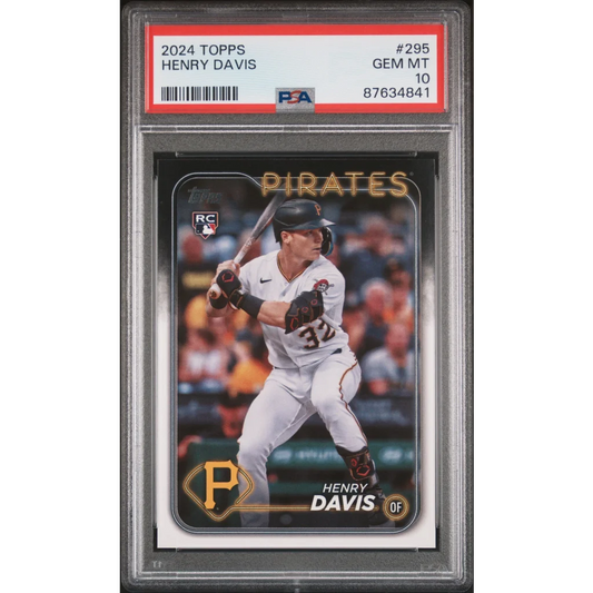 A graded 2024 Topps Henry Davis baseball card in a PSA case