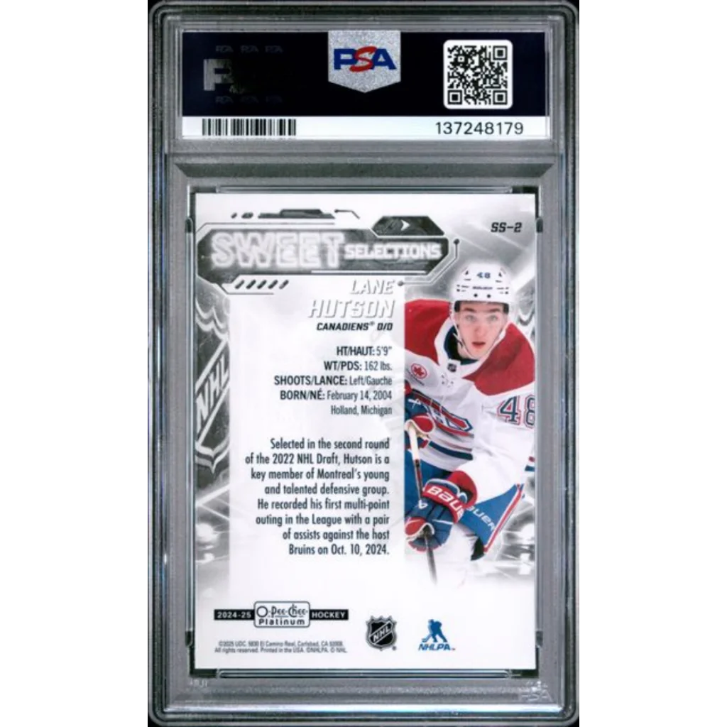 Graded 2024 O-Pee-Chee Platinum Lane Hutson SS2 Rookie RC PSA 10 Gem Mint