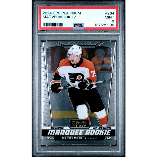 Graded PSA 9 2024 O-Pee-Chee Platinum Matvei Michkov #264 Rookie RC Flyers card