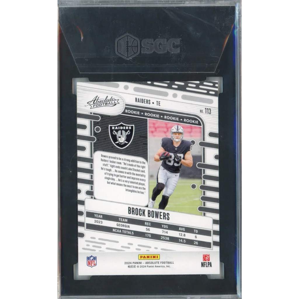 Graded 2024 Panini Absolute Brock Bowers #113 Retail Rookie RC Football Card SGC 10 Gem Mint | SGC 10 Gem Mint Graded Rookie Card | vintageantiquesgifts.com