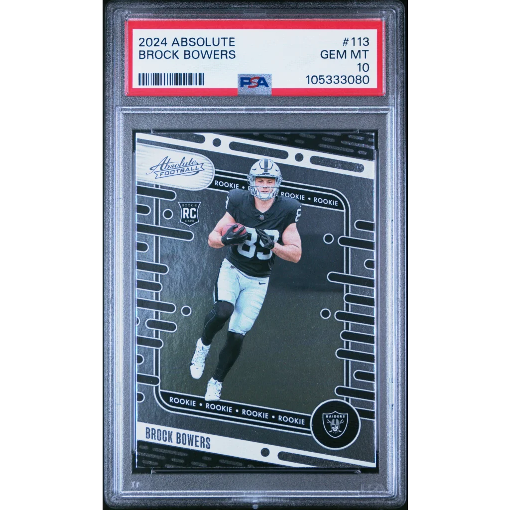 Graded 2024 Absolute Brock Bowers rookie card by Professional Sports Authenticator