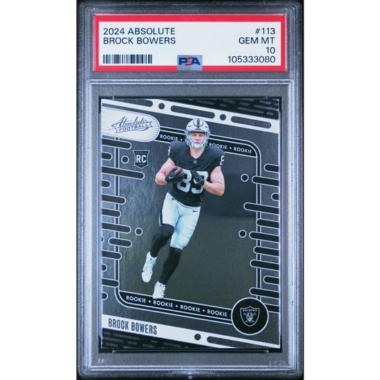Graded 2024 Absolute Brock Bowers rookie card by Professional Sports Authenticator