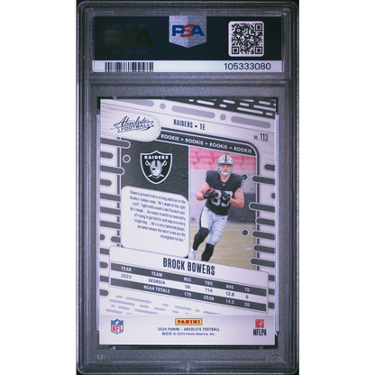 PSA graded Brock Bowers 2024 Absolute rookie card by Professional Sports Authenticator