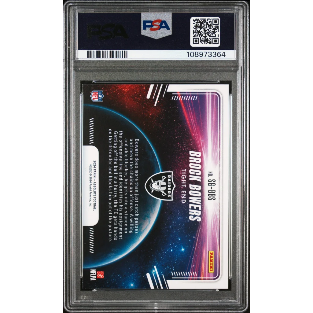 Graded NFL Brock Bowers Rookie Card in mint condition from PSA Star Gazing series
