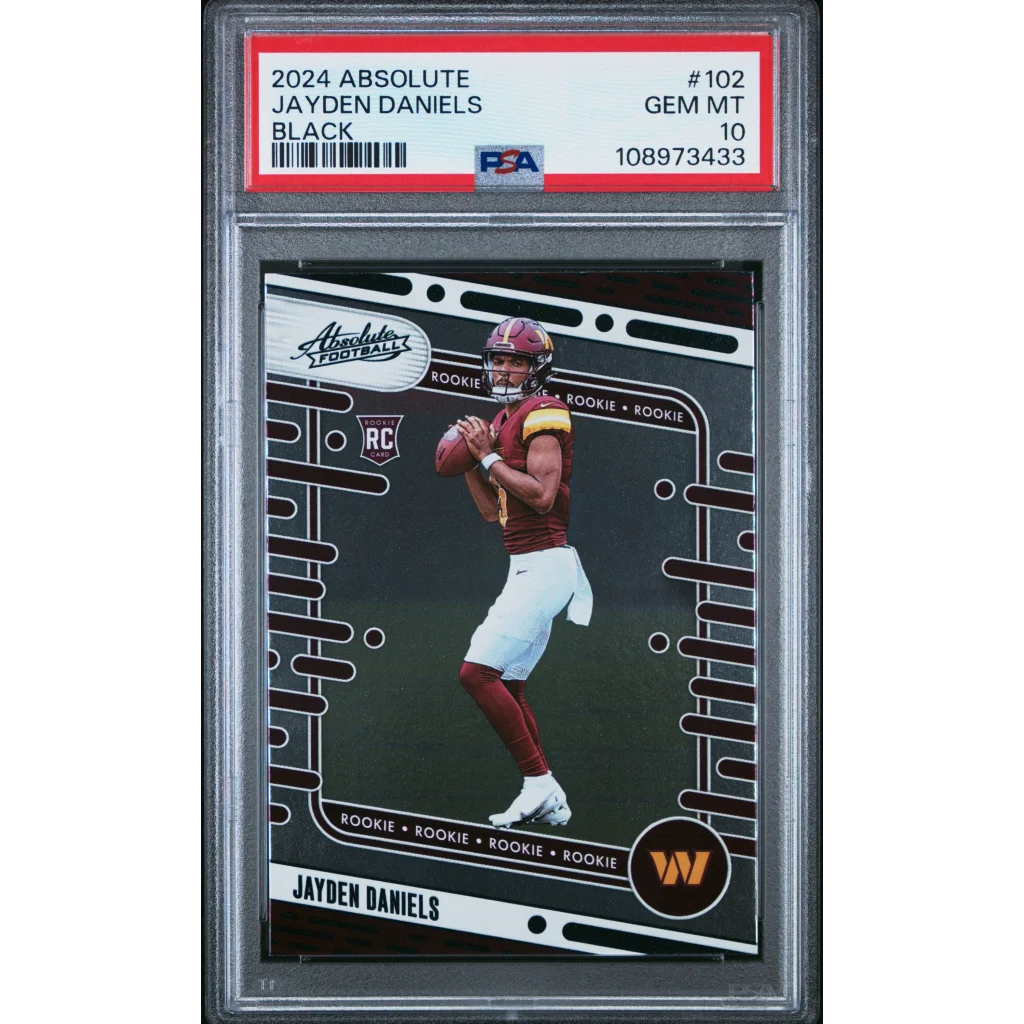 Graded 2024 Panini Absolute Jayden Daniels #102 Black Rookie RC Football Card PSA 10 Gem Mint | Hall of Fame Sports Memorabilia | vintageantiquesgifts.com