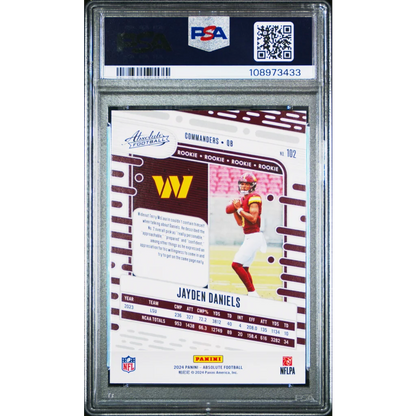Graded 2024 Panini Absolute Jayden Daniels #102 Black Rookie RC Football Card PSA 10 Gem Mint | PSA 10 Gem Mint Graded Rookie Card | vintageantiquesgifts.com