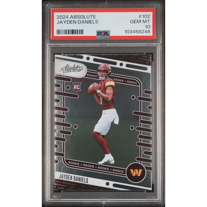 Graded 2024 Panini Absolute Jayden Daniels #102 Rookie RC Football Card PSA 10 Gem Mint | Hall of Fame Sports Memorabilia | vintageantiquesgifts.com