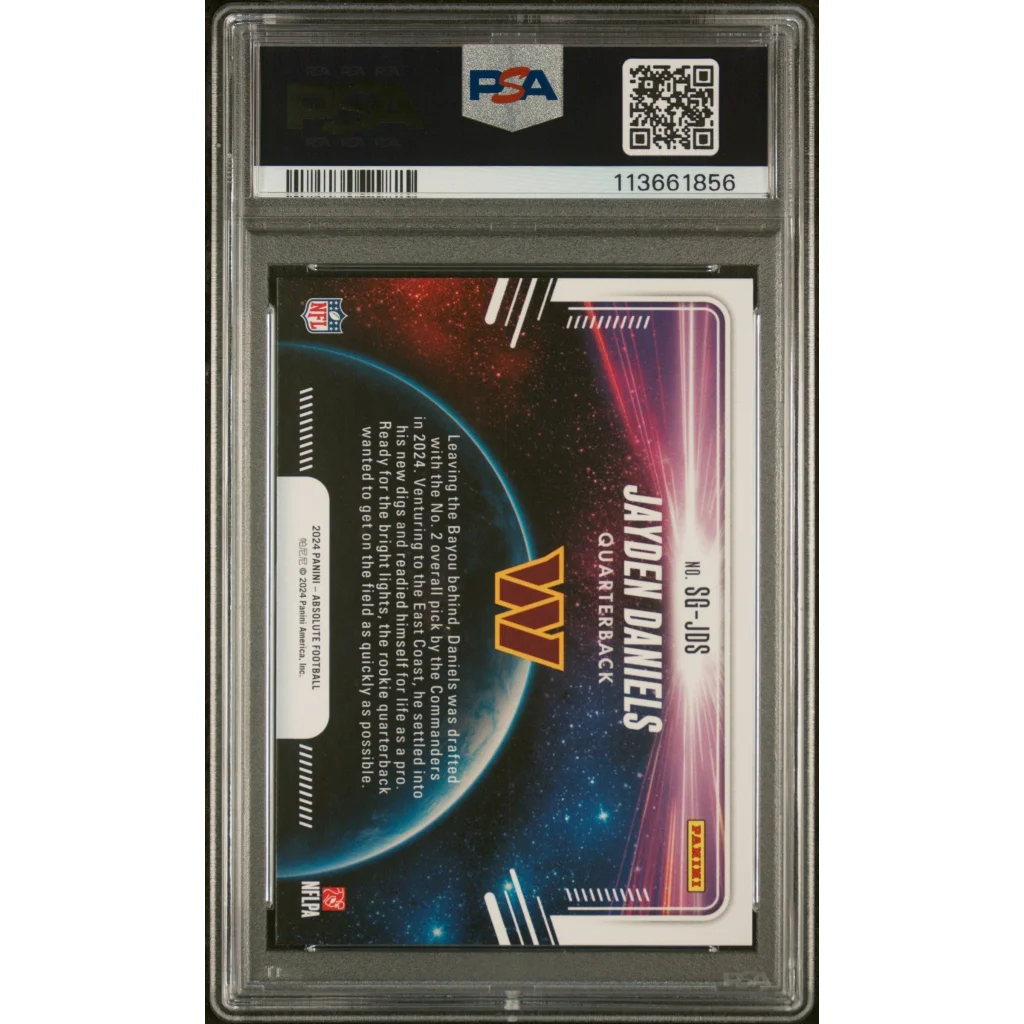 Graded 2024 Panini Absolute Jayden Daniels #SGJDS Star Gazing Rookie RC Football Card PSA 10 Gem Mint | PSA 10 Gem Mint Graded Rookie Card | vintageantiquesgifts.com