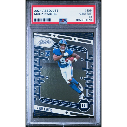 Graded 2024 Panini Absolute Malik Nabers #106 Rookie RC PSA 10 Gem Mint