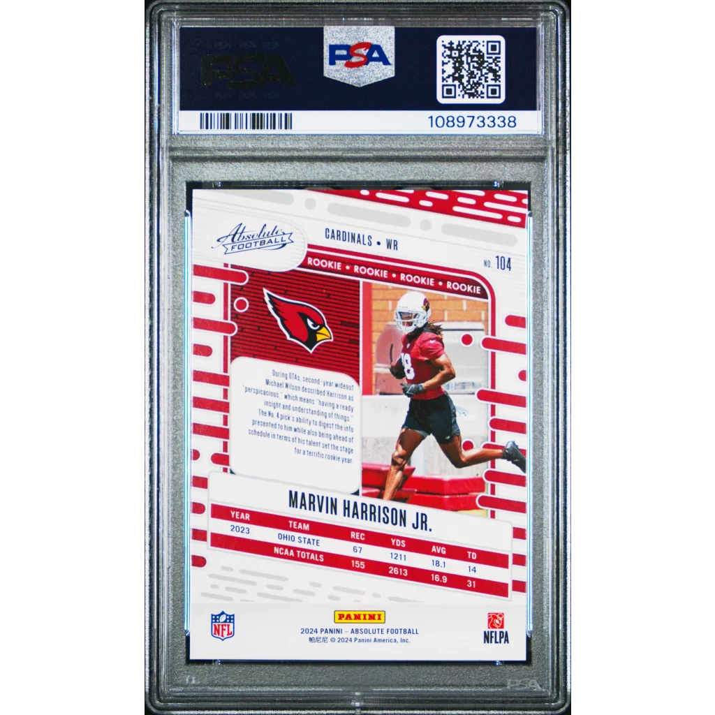 Graded PSA 10 2024 Panini Absolute Marvin Harrison Jr Orange Rookie Card
