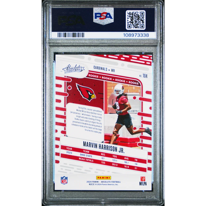 Graded PSA 10 2024 Panini Absolute Marvin Harrison Jr Orange Rookie Card