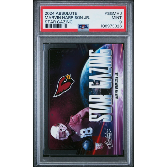 2024 Absolute Marvin Harrison Jr Star Gazing Rookie Card PSA Graded treasure display