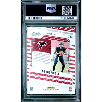 Graded 2024 Panini Absolute Michael Penix Jr #108 Red Squares Rookie RC Football Card PSA 10 Gem Mint | PSA 10 Gem Mint Graded Rookie Card | vintageantiquesgifts.com