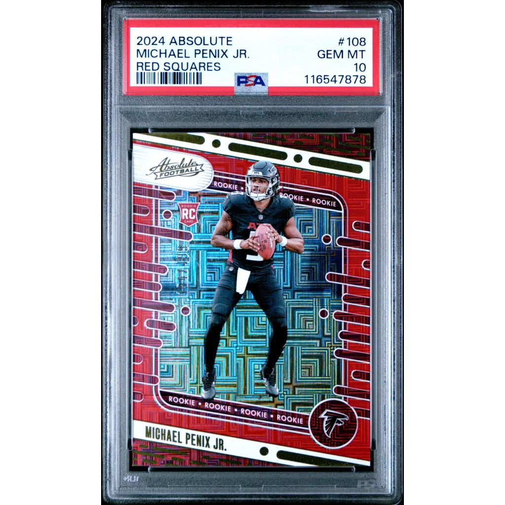 Graded 2024 Panini Absolute Michael Penix Jr #108 Red Squares Rookie RC Football Card PSA 10 Gem Mint | Hall of Fame Sports Memorabilia | vintageantiquesgifts.com