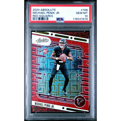 Graded 2024 Panini Absolute Michael Penix Jr #108 Red Squares Rookie RC Football Card PSA 10 Gem Mint | Hall of Fame Sports Memorabilia | vintageantiquesgifts.com
