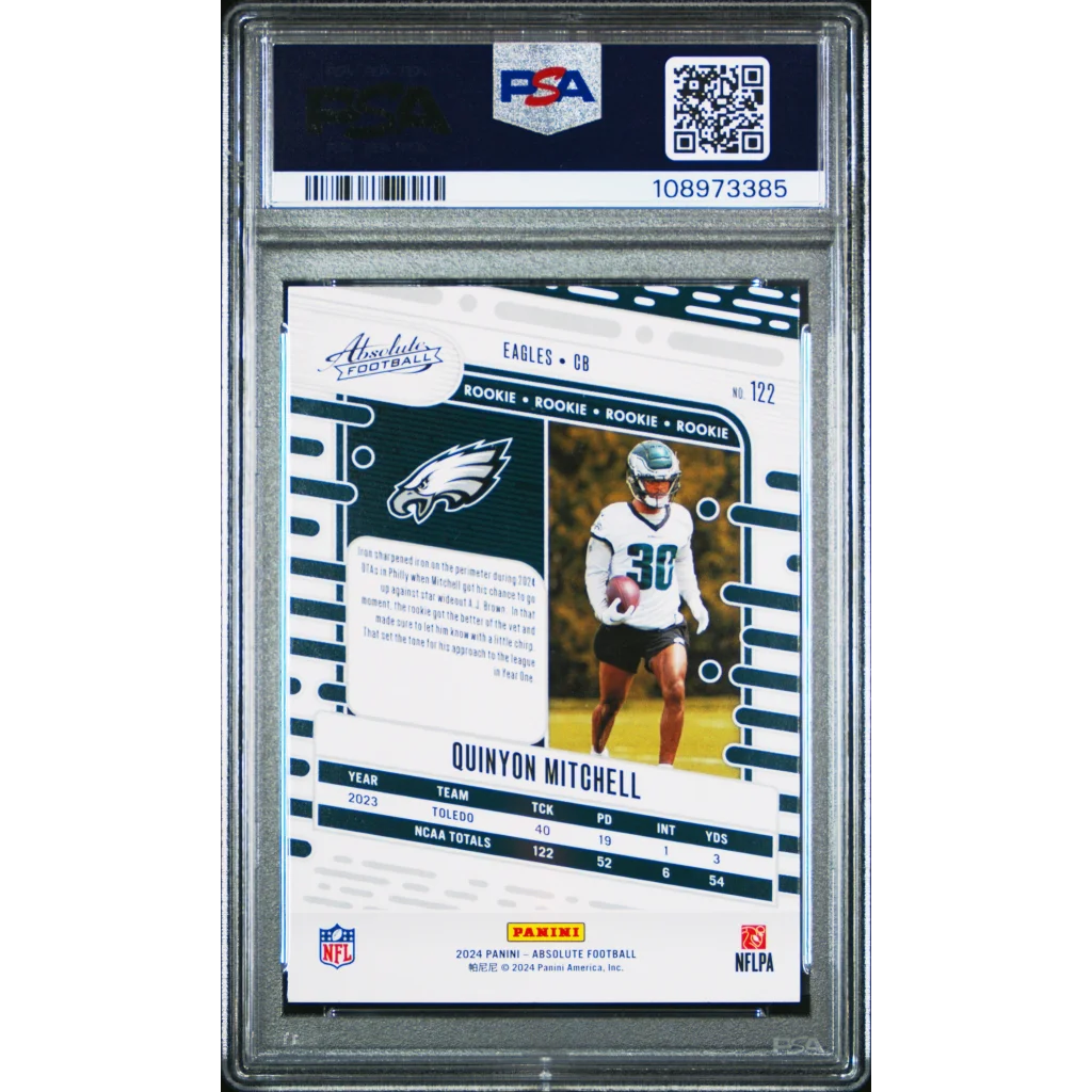 PSA graded Quinyon Mitchell rookie football card Mint 9 Gem for collectors