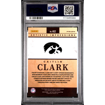 Graded 2024 Panini Caitlin Clark Collection Caitlin Clark #AS2 Artistic Selection Rookie RC Basketball Card PSA 10 Gem Mint | PSA 10 Gem Mint Graded Rookie Card | vintageantiquesgifts.com
