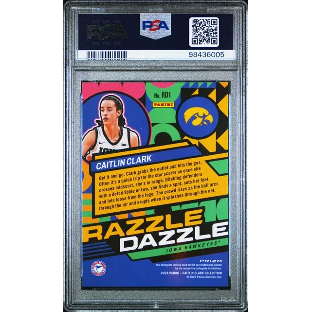 Graded 2024 Panini Caitlin Clark Collection Caitlin Clark #RD1 Razzle Dazzle Rookie RC Basketball Card PSA 10 Gem Mint | PSA 10 Gem Mint Graded Rookie Card | vintageantiquesgifts.com
