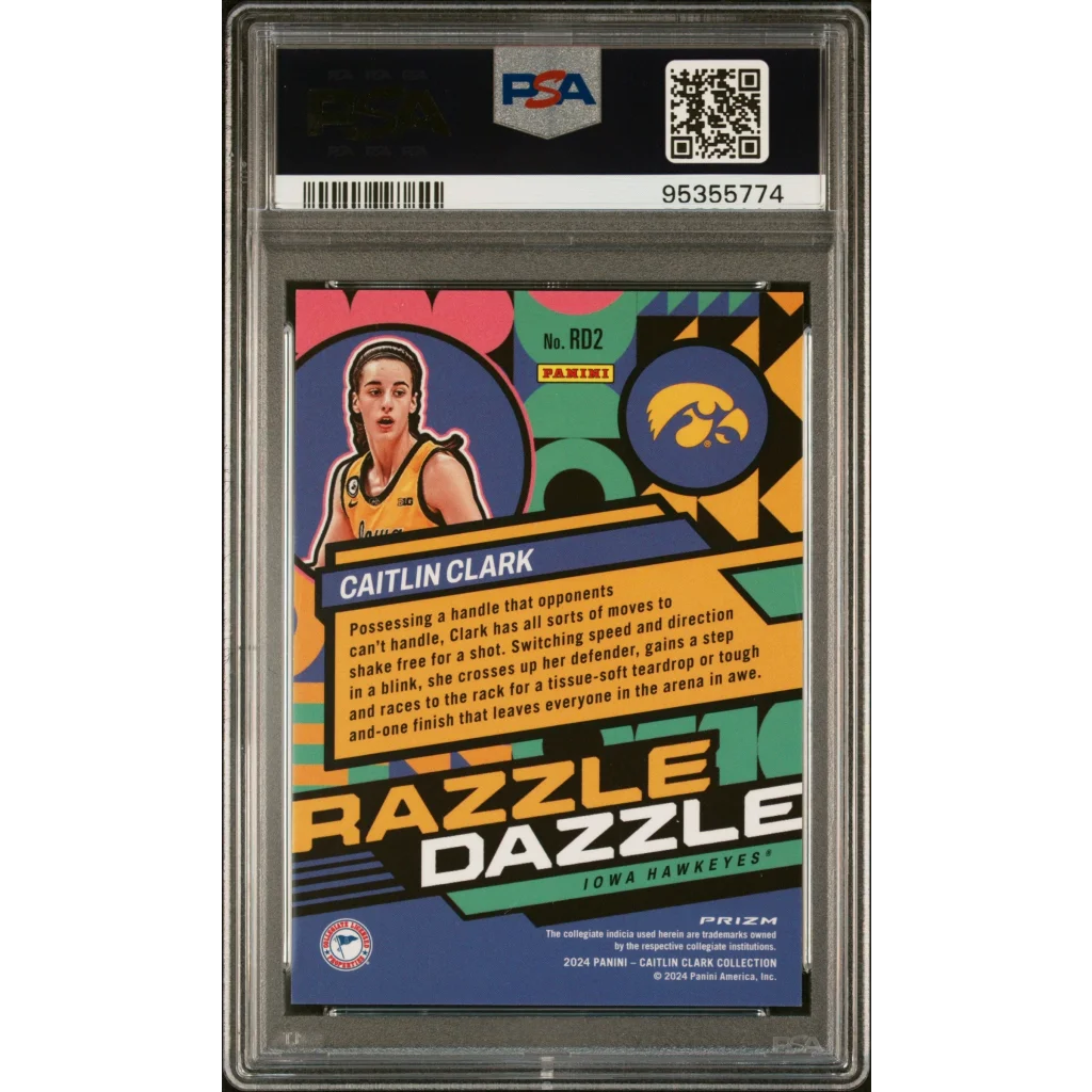 Graded 2024 Panini Caitlin Clark Collection Caitlin Clark #RD2 Razzle Dazzle Rookie RC Basketball Card PSA 10 Gem Mint | PSA 10 Gem Mint Graded Rookie Card | vintageantiquesgifts.com