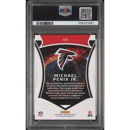 Graded 2024 Panini Certified Michael Penix Jr #9 Cerified Rookies Rookie RC Football Card PSA 10 Gem Mint