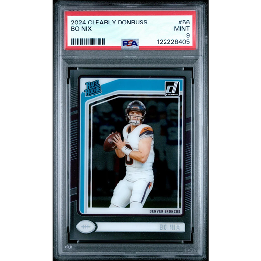 Graded 2024 Panini Clearly Donruss Bo Nix #56 Rookie RC Football Card PSA 9 Mint | Hall of Fame Sports Memorabilia | vintageantiquesgifts.com