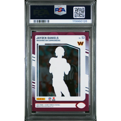 Graded 2024 Panini Clearly Donruss Jayden Daniels #52 Pink Rookie RC Football Card PSA 10 Gem Mint | PSA 10 Gem Mint Graded Rookie Card | vintageantiquesgifts.com