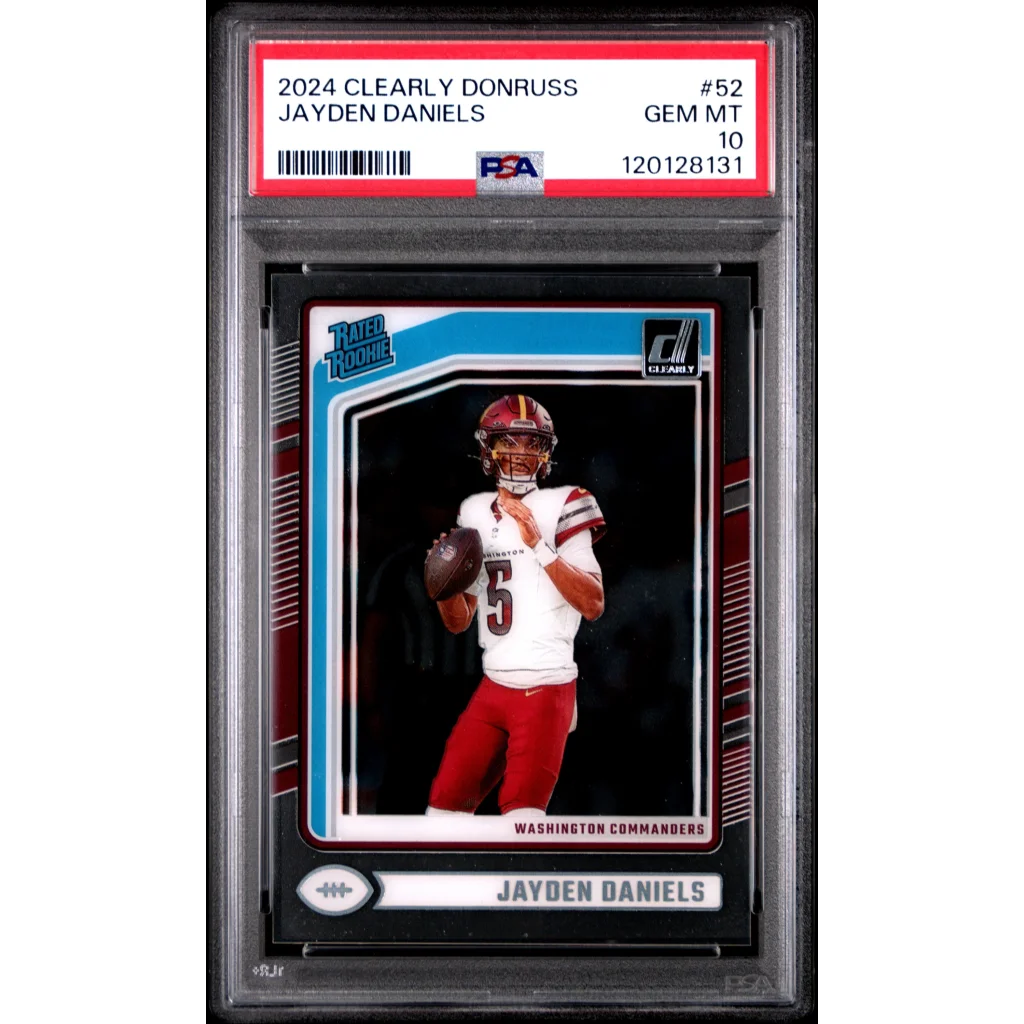 Graded 2024 Panini Clearly Donruss Jayden Daniels #52 Rookie RC Football Card PSA 10 Gem Mint | Hall of Fame Sports Memorabilia | vintageantiquesgifts.com