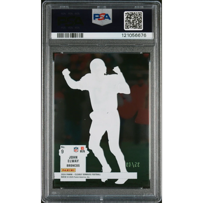 Graded 2024 Panini Clearly Donruss John Elway #9 Clearly Retro 1994 Blue /49 Football Card PSA 10 Gem Mint