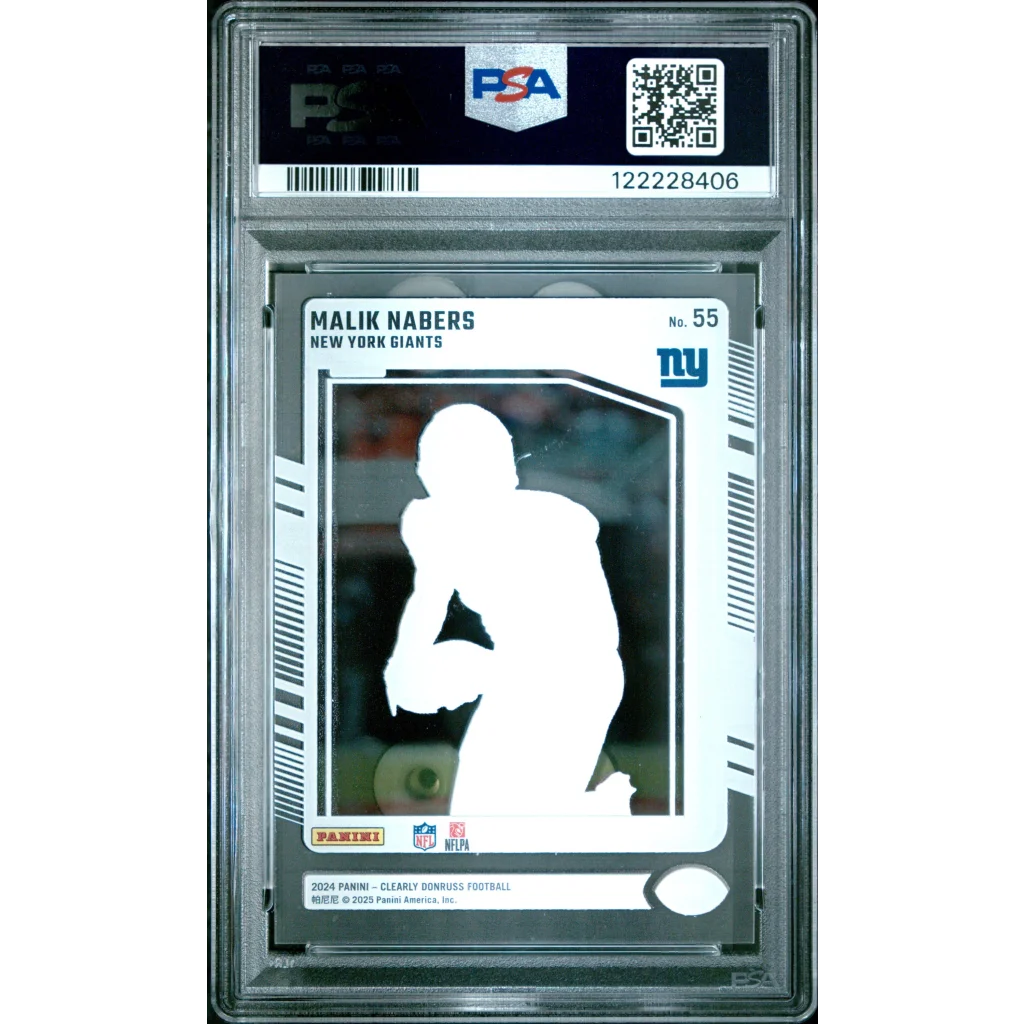 Graded PSA 9 2024 Panini Clearly Donruss Malik Nabers #55 Giants RC card