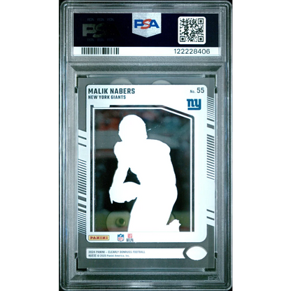 Graded PSA 9 2024 Panini Clearly Donruss Malik Nabers #55 Giants RC card