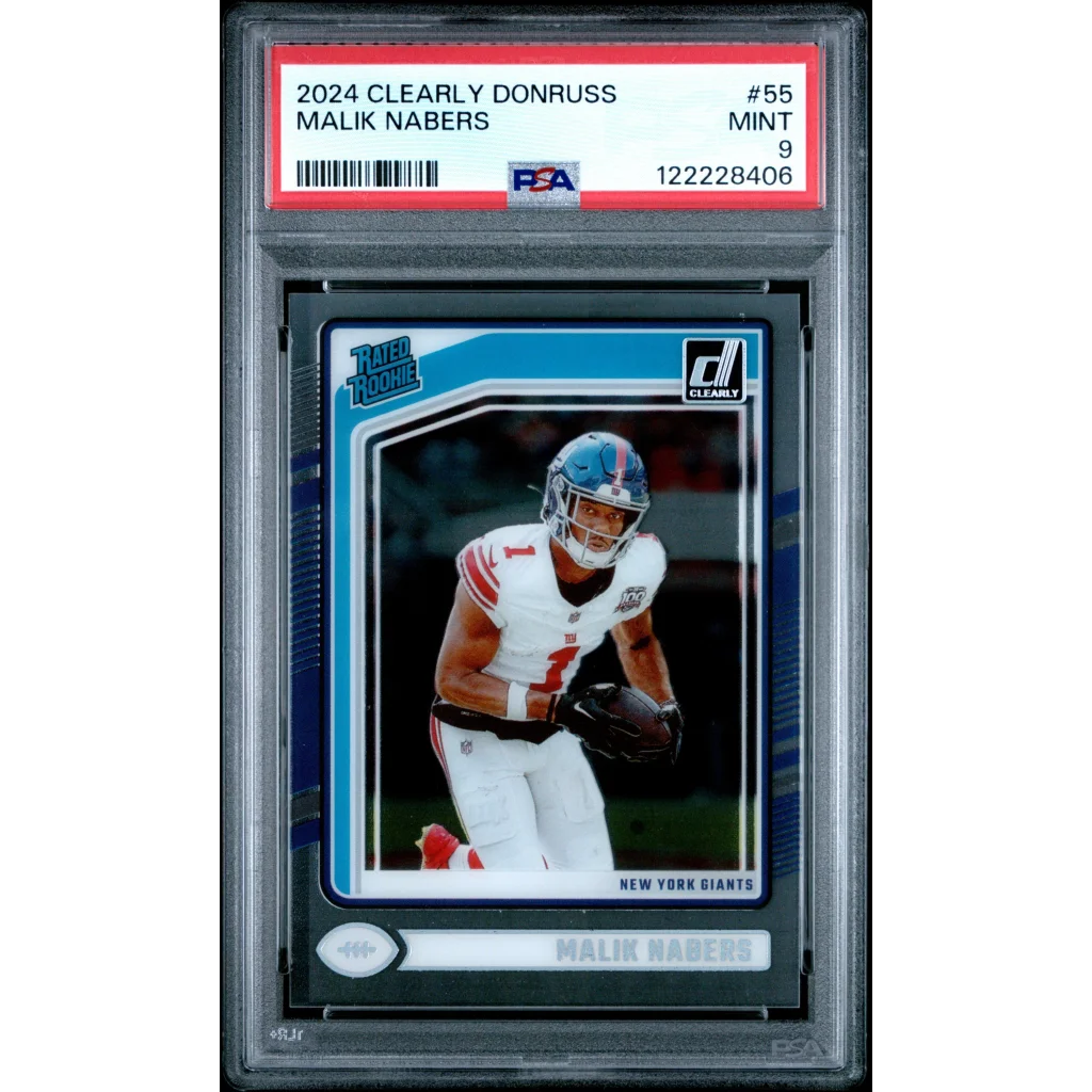 Graded 2024 Panini Clearly Donruss Malik Nabers #55 RC PSA 9 Mint Card