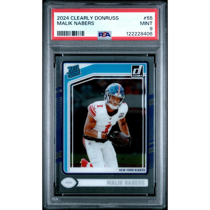 Graded 2024 Panini Clearly Donruss Malik Nabers #55 RC PSA 9 Mint Card