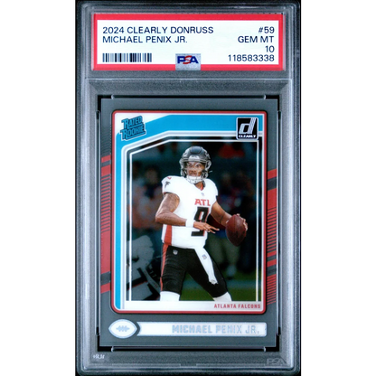 Graded 2024 Panini Clearly Donruss Michael Penix Jr #59 Rookie RC Football Card PSA 10 Gem Mint