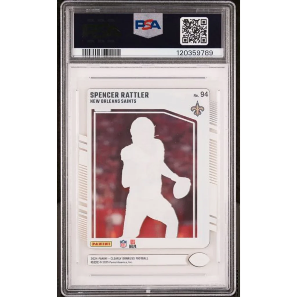 Graded PSA 10 2024 Panini Clearly Donruss Spencer Rattler Saints RC #94