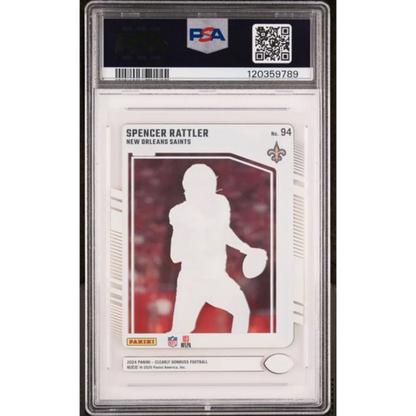 Graded PSA 10 2024 Panini Clearly Donruss Spencer Rattler Saints RC #94